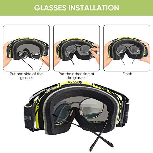 WholeFire Gafas de motocicleta, ATV Dirt Bike Off Road Racing MX Riding Goggle, UV400 Ciclismo Motocrosss Gafas para deportes al aire libre