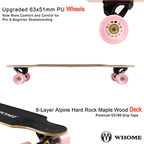 WHOME Pro Longboards - 31 Pulgadas pequeño Longboard Crucero Skateboards para Adultos/Niñas/Niños Pro/Principiante con T-Tool