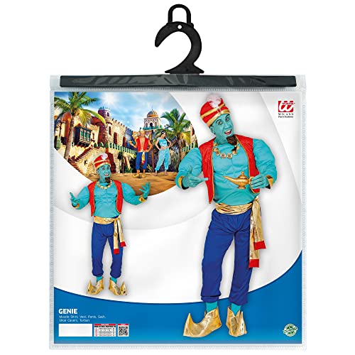 WIDMANN W WIDMANN-10233 – Disfraz de genio mágico camisa muscular, chaleco, pantalones, banda, cubrezapatos, turbante, fiesta temática, carnaval, multicolor, large (10233)