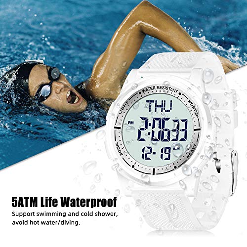 WIFORT Reloj Digital Impermeable con Cronómetro Alarma Cuenta Atrás Doble Hora, Ultra-Delgado Super Pantalla Gran Angular Digital Relojes de Pulsera para Hombres Mujeres