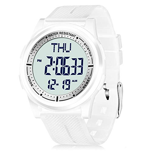 WIFORT Reloj Digital Impermeable con Cronómetro Alarma Cuenta Atrás Doble Hora, Ultra-Delgado Super Pantalla Gran Angular Digital Relojes de Pulsera para Hombres Mujeres