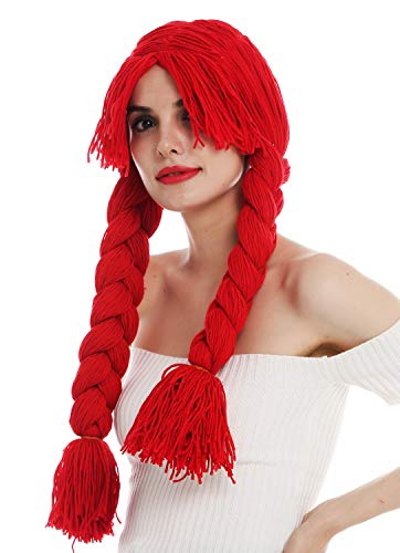 WIG ME UP- 840357-P13 Peluca Carnaval Mujeres muñeca Doll Tela Gruesa Pelo de la muñeca Trenzado Trenzas Rojas largas