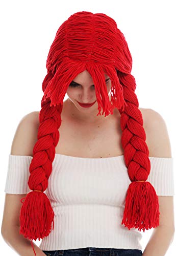 WIG ME UP- 840357-P13 Peluca Carnaval Mujeres muñeca Doll Tela Gruesa Pelo de la muñeca Trenzado Trenzas Rojas largas