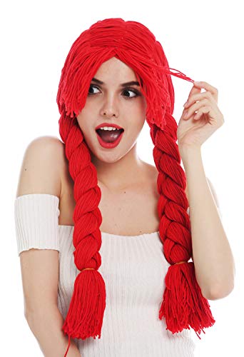 WIG ME UP- 840357-P13 Peluca Carnaval Mujeres muñeca Doll Tela Gruesa Pelo de la muñeca Trenzado Trenzas Rojas largas