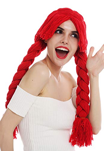 WIG ME UP- 840357-P13 Peluca Carnaval Mujeres muñeca Doll Tela Gruesa Pelo de la muñeca Trenzado Trenzas Rojas largas