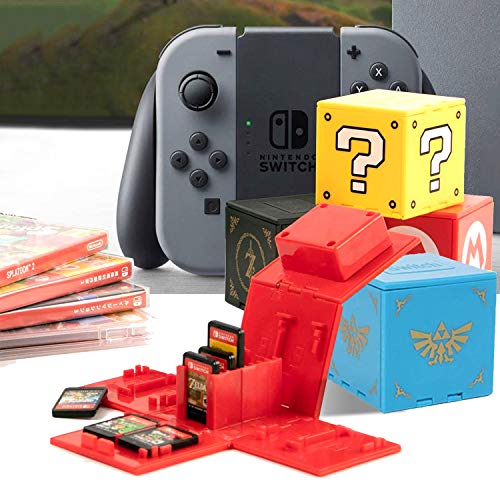 WIKEA Estuche para Tarjeta de Memoria Nintendo Switch, portatarjetas para Videojuegos con 16 Ranuras para Tarjetas (Signo de interrogación)