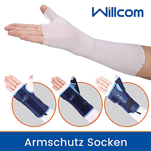 Willcom Forro para Muñeca y Pulgar (10 Paquete), Calcetín Cuidado Manos Delgado Confort para Abrazadera de Soporte, Manga Protección Vendaje Tubular Algodón Stockinette