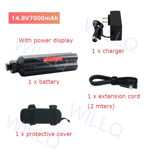 WILLQ 14,8V 3500mAh 5000mAh 7000mAh 10000mAh Carrete eléctrico Pesca en mar Toma la batería de Litio de Las Ruedas Recargable con Cargador + Cables Connect Lines + Bolsa,7000mah a