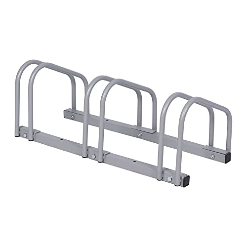 WilTec Soporte 3 Bicicletas Aparcamiento bicis Aparcabicis 70x33x27cm Metal galvanizado Exterior Suelo