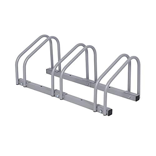 WilTec Soporte 3 Bicicletas Aparcamiento bicis Aparcabicis 70x33x27cm Metal galvanizado Exterior Suelo