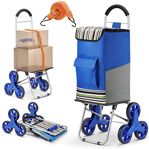 winkeep Carritos de Compra, Carrito de la Compra Escalada, Carros de Compra, 2 en 1 Carrito de Compras 6 Ruedas, Lavable, Altura 108 cm, Cada Lado 3 Ruedas, sin Ruido