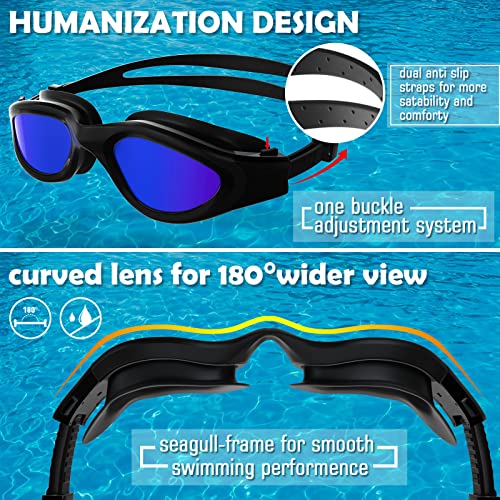 Winline Gafas de natación polarizadas,protección Anti-vaho protección UV sin filtraciones visión Clara fáciles de Ajustar con Puente Nasal Suave para Hombres, Mujeres, Adultos y Adolescentes