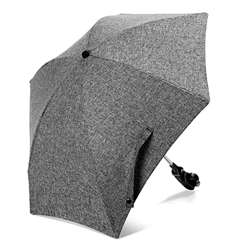 Winload Sombrilla Carrito de Bebé Universal, Irregular Parasol para Protección UV50, Flexible con Soporte para Tubos Redondos y Ovalados, con Abrazadera de Fijación, Diámetro 86 cm, Gris