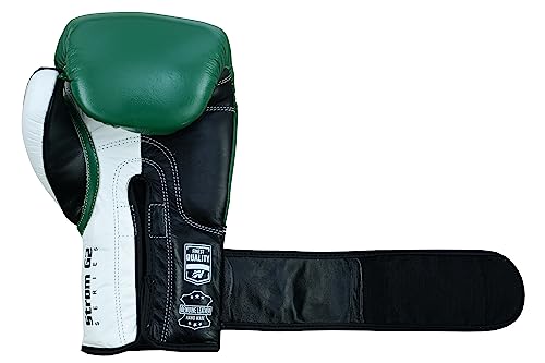 Winning Streak Pro Guantes de Boxeo Muay Thai Entrenamiento, Boxeo Guantes para Sparring Kickboxing Artes Marciales Saco Manoplas de Guantes de Boxeo Training Verde/Negro (12oz)