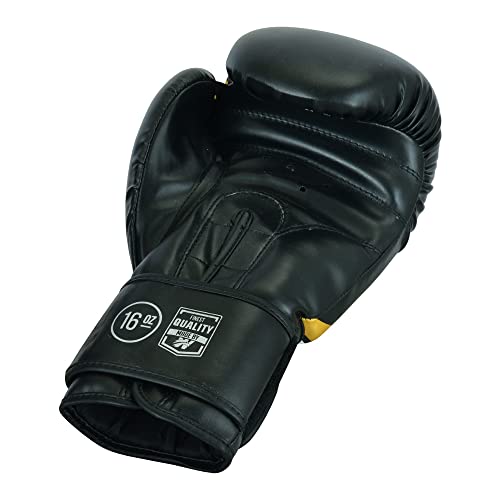 Winning Streak Pro Guantes de Boxeo Muay Thai Entrenamiento, Cuero PU Boxeo Guantes para Sparring, Artes Marciales Saco Manoplas de Guantes de Boxeo Training (14oz, Black)