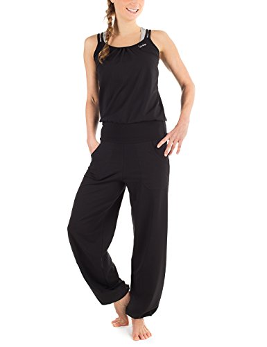 WINSHAPE Wjs1-Mono para Mujer, Fitness, Ocio, Deporte, Yoga, Pilates Mono, Negro, S-Long