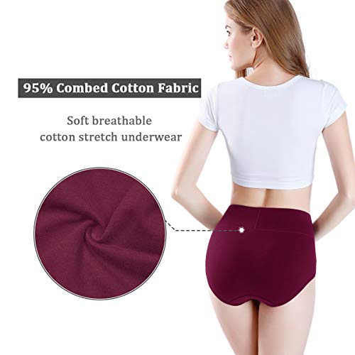 wirarpa Braguitas Culotte Algodón para Mujer Bragas de Cintura Alta Cómodo Faja Reductora Ajustan Pack de 5 Talla XL