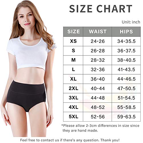 wirarpa Braguitas Culotte Algodón para Mujer Bragas de Cintura Alta Cómodo Faja Reductora Ajustan Pack de 5 Talla XL