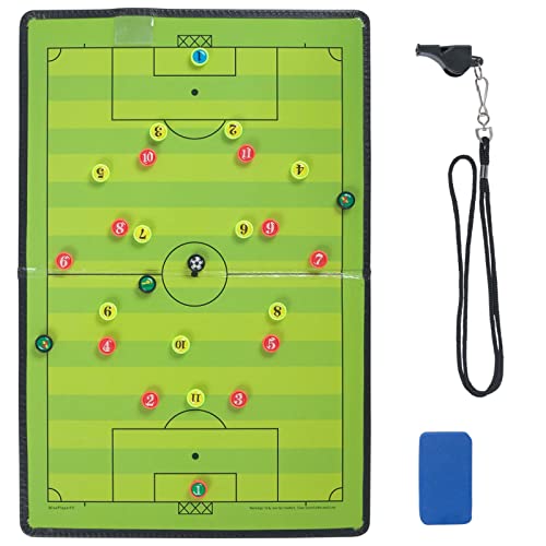 WISEPLAYERFC Carpeta Táctica Magnética Plegable para Entrenador de Fútbol con Silbato