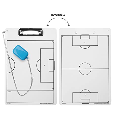 WISEPLAYERFC Pizarra Táctica Reversible para Entrenador de Fútbol con Silbato y Bolsa