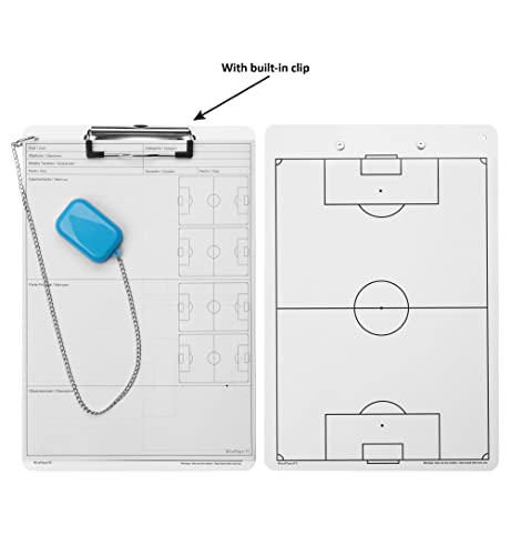 WISEPLAYERFC Pizarra Táctica Reversible para Entrenador de Fútbol con Silbato y Bolsa