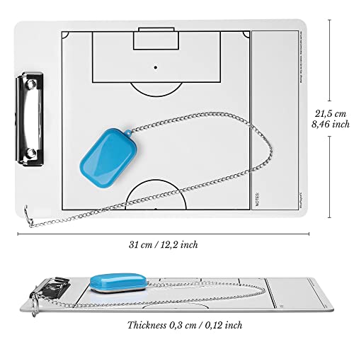 WISEPLAYERFC Pizarra Táctica Reversible para Entrenador de Fútbol con Silbato y Bolsa