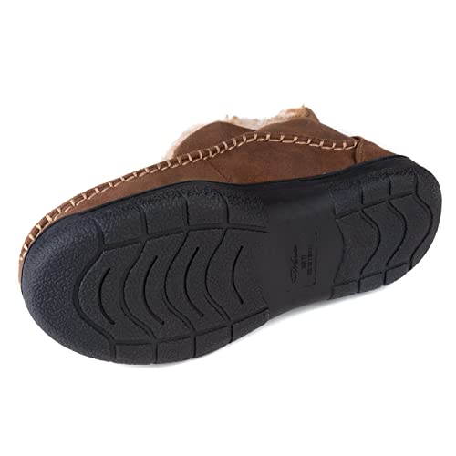 Wishcotton Zapatillas de Mocasin para Hombre, con Forro Polar Cálido, de Espuma Viscoelástica, para Interiores y Exteriores, Café, 43 EU