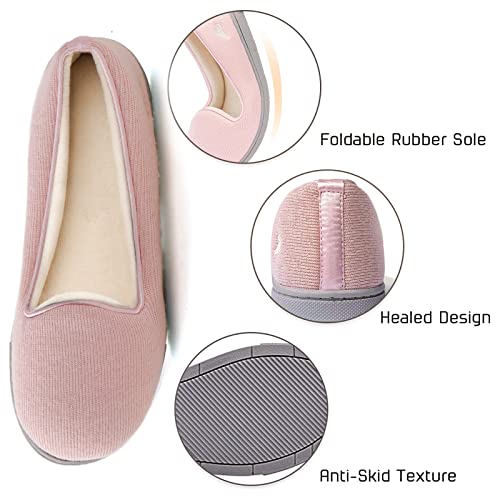 Wishcotton Zapatillas Mujer Casa de Espuma con Memoria, Pantuflas Ligeras para Mujer, Suela Antideslizante, Interior y Exterior, Rosa, 41 EU