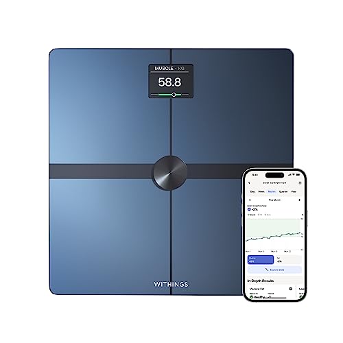 Withings Body Smart - Bascula de baño con Composición Corporal Avanzada (Peso, Grasa Corporal, Músculo, Masa Ósea, Agua, Índice de Grasa Visceral), balanza WiFi, Hasta 8 Usuarios