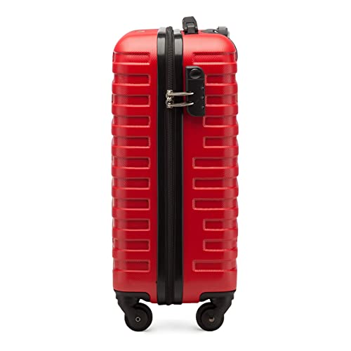 WITTCHEN Maleta de Viaje Equipaje de Mano Maleta de Cabina Maleta de ABS con 4 Ruedas giratorias Cerradura de combinación Asa telescópica A-Line II Line Tamaño S Rojo