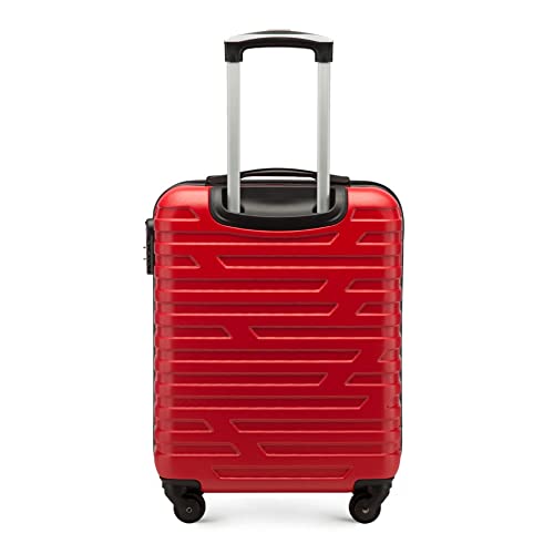 WITTCHEN Maleta de Viaje Equipaje de Mano Maleta de Cabina Maleta de ABS con 4 Ruedas giratorias Cerradura de combinación Asa telescópica A-Line II Line Tamaño S Rojo