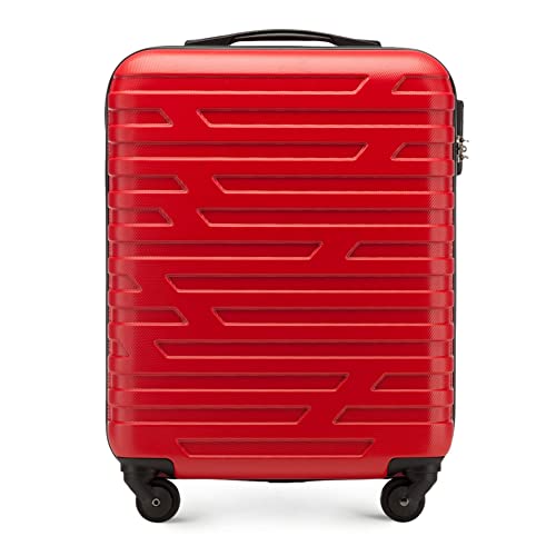 WITTCHEN Maleta de Viaje Equipaje de Mano Maleta de Cabina Maleta de ABS con 4 Ruedas giratorias Cerradura de combinación Asa telescópica A-Line II Line Tamaño S Rojo