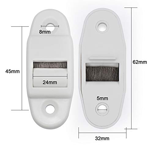 WJMY Pasacintas Persiana Guía de Correa Mini para Persianas Enrollables con Junta de Cepillo, para Correas de Hasta 23 mm de Ancho, Color Blanco x 8 (Rolle bis 23mm Gurtbreite)