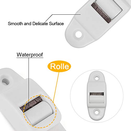 WJMY Pasacintas Persiana Guía de Correa Mini para Persianas Enrollables con Junta de Cepillo, para Correas de Hasta 23 mm de Ancho, Color Blanco x 8 (Rolle bis 23mm Gurtbreite)