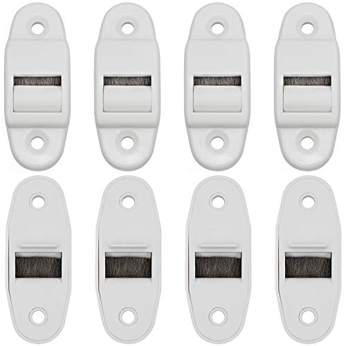 WJMY Pasacintas Persiana Guía de Correa Mini para Persianas Enrollables con Junta de Cepillo, para Correas de Hasta 23 mm de Ancho, Color Blanco x 8 (Rolle bis 23mm Gurtbreite)