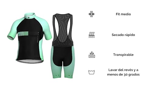 WOLFIRE WF Ropa Ciclismo Hombre, Traje Ciclismo Hombre, con 12D Gel Pad Bib Acolchado, Maillot Ciclismo Hombre Verano, Equipacion Ciclismo Hombre, Mallot y Culot MTB, Culotte Ciclismo Hombre