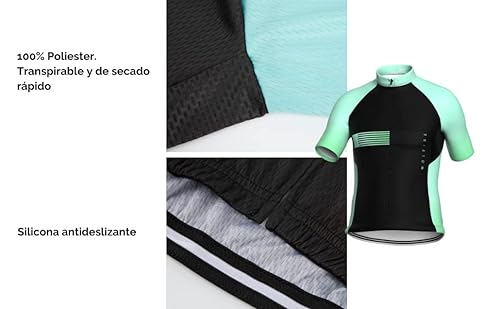 WOLFIRE WF Ropa Ciclismo Hombre, Traje Ciclismo Hombre, con 12D Gel Pad Bib Acolchado, Maillot Ciclismo Hombre Verano, Equipacion Ciclismo Hombre, Mallot y Culot MTB, Culotte Ciclismo Hombre