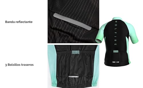 WOLFIRE WF Ropa Ciclismo Hombre, Traje Ciclismo Hombre, con 12D Gel Pad Bib Acolchado, Maillot Ciclismo Hombre Verano, Equipacion Ciclismo Hombre, Mallot y Culot MTB, Culotte Ciclismo Hombre