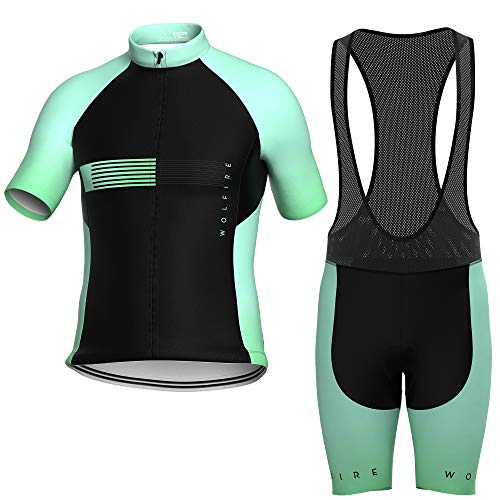 WOLFIRE WF Ropa Ciclismo Hombre, Traje Ciclismo Hombre, con 12D Gel Pad Bib Acolchado, Maillot Ciclismo Hombre Verano, Equipacion Ciclismo Hombre, Mallot y Culot MTB, Culotte Ciclismo Hombre