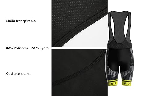 WOLFIRE WF Ropa Ciclismo Hombre, Traje Ciclismo Hombre, con 12D Gel Pad Bib Acolchado, Maillot Ciclismo Hombre Verano, Equipacion Ciclismo Hombre, Mallot y Culot MTB, Culotte Ciclismo Hombre