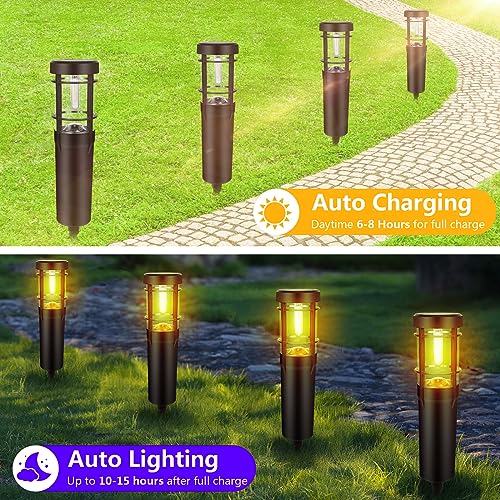 WolinTek Luces Solares LED Exterior Jardin,4 Paquete Balizas Solares LED para Exterior,IP65 Impermeable,luces de suelo para Jardín,Paisajes,Caminos,Patios,Entradas,Pasarelas,etc