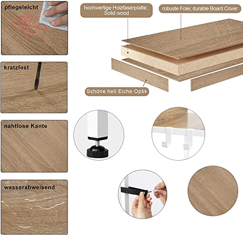 WOLTU Escalera Estantería Blanca de Estilo Industrial, Estantería Almacenaje de Madera y Metal con 4 Ganchos Extraíbles, Librería de 5 Niveles para Salón, 40x36x170 cm RGB9289whe