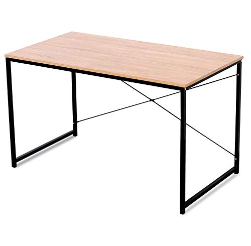 WOLTU Escritorio de Computadora Muebles de Oficina Mesa de PC Mesa de Oficina Ordenador con Diseño Industrial, Madera y Acero 120x60x70cm Roble + Negro TSB04hei