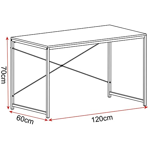 WOLTU Escritorio de Computadora Muebles de Oficina Mesa de PC Mesa de Oficina Ordenador con Diseño Industrial, Madera y Acero 120x60x70cm Roble + Negro TSB04hei