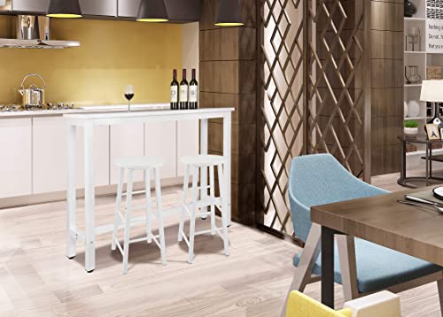 WOLTU Mesa de Bar Mesa de Bistro Mesa de Comedor con Estructura de Metal, MDF, 140x40x100cm (WxDxH) Blanco BT30ws