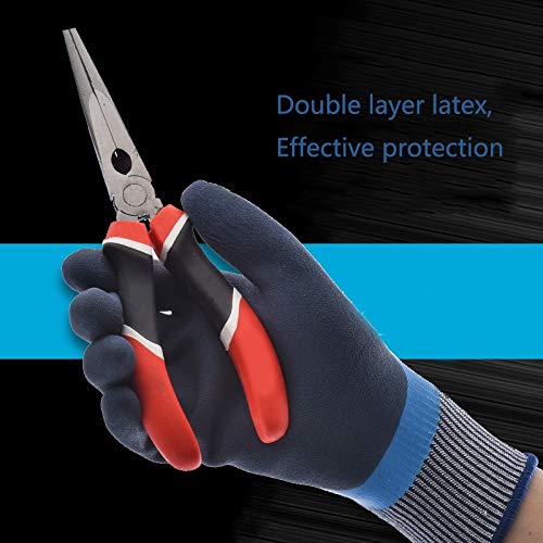 Wonder Grip WG-318 Aqua - Guante de trabajo Nylon y latex gloves, impermeables para un maximo agarre, hombre y mujer, jardineria talla M/ 8 azul con negro