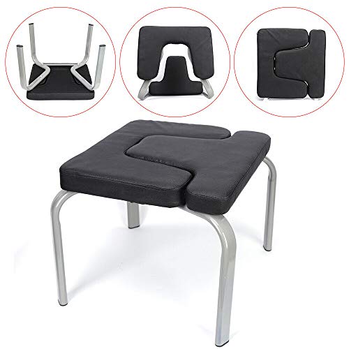 WOQLIBE Reposapiés de yoga, soporte para cabeza de entrenamiento, banco de yoga, silla de inversión, gimnasio, taburete de trabajo, silla auxiliar, aliviar la fatiga y construir el cuerpo (negro)