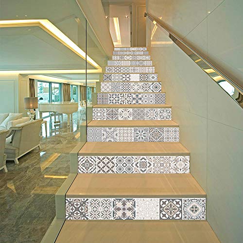 workid Stickers Adhesivos Escalera carrelages 13 Bandas contremarche Azulejos de Cemento Adhesivos contremarche carrelages - 18 x 100 cm