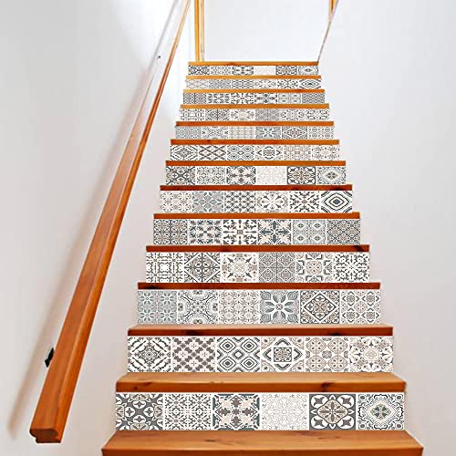 workid Stickers Adhesivos Escalera carrelages 13 Bandas contremarche Azulejos de Cemento Adhesivos contremarche carrelages - 18 x 100 cm