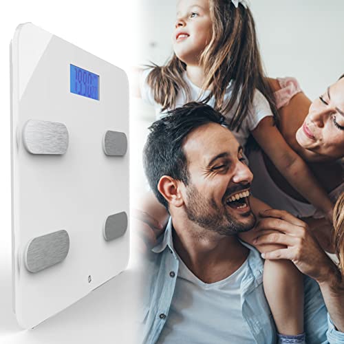 WottoCare - Báscula de Baño Inteligente | Control Preciso de Peso y Grasa Corporal | 18 Mediciones Esenciales | Hasta 8 Usuarios | Sincronización con Google Fit y Apple Health | Blanco